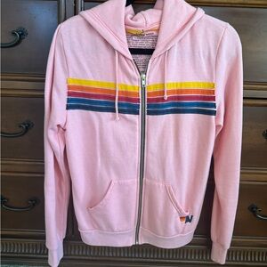 Aviator Nation zip up with stripes across the front. Size small